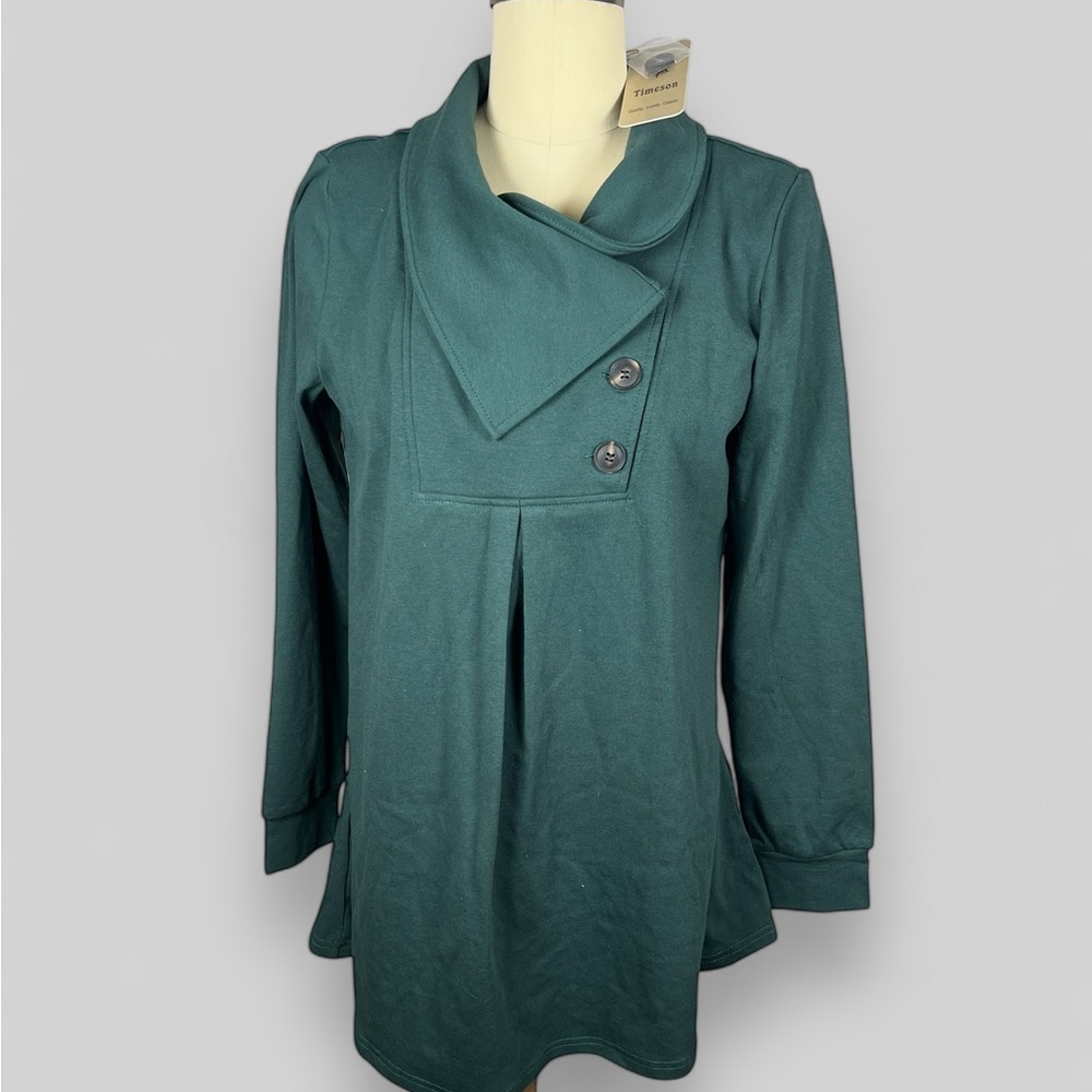 Forest Green New Foldover Yolked Shirt with button placket sz L